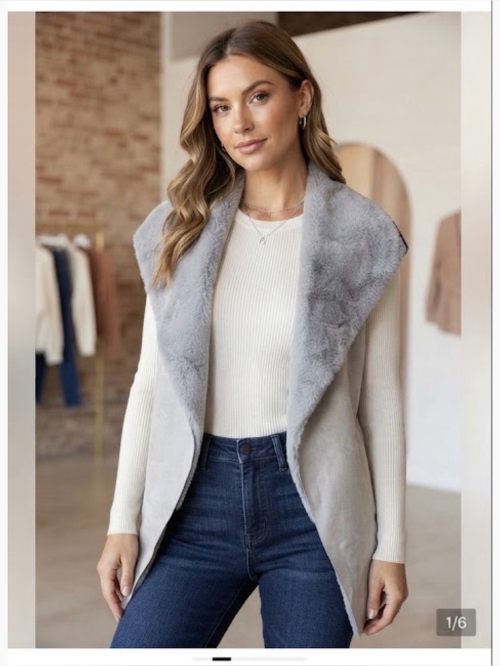 Plush, Faux Fur Knit Cardigan, Vest